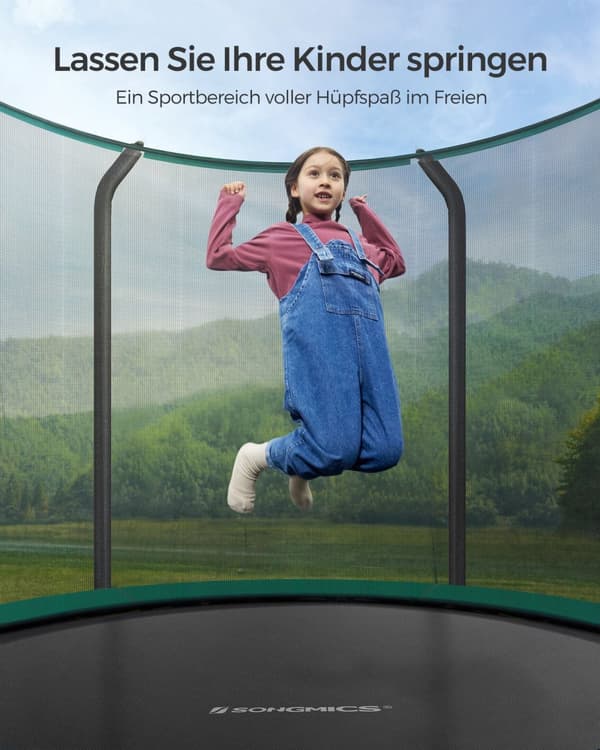 Trampolin - Ø 244 cm - med internt netværk - sort og mørkegrøn