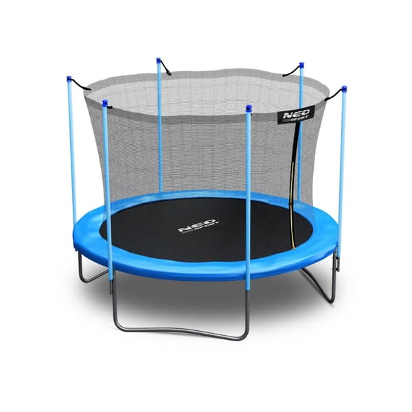 252cm Blå Vuxen Trampolin med Säkerhetsnät & Stege, 120kg Maxbelastning, 2-års garanti