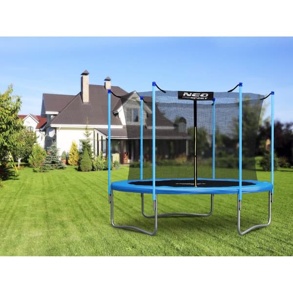 252cm Blå Vuxen Trampolin med Säkerhetsnät & Stege, 120kg Maxbelastning, 2-års garanti