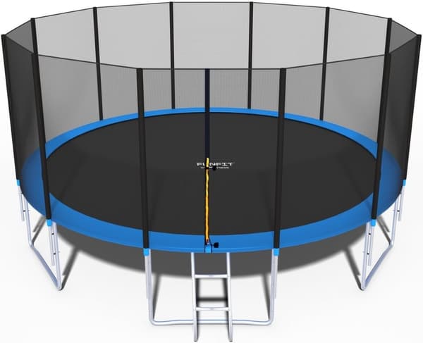 490cm Blå & Sort Trampolin med Sikkerhedsnet - Ideel til Sportsentusiaster