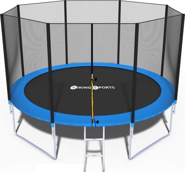 366cm Familie Trampolin med Sikkerhedsnet, 150kg Kapacitet, Blå & Sort Design