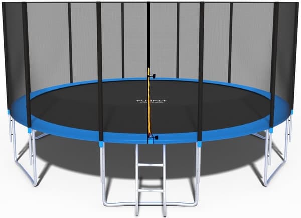 490cm Blå & Sort Familie Trampolin med Sikkerhedsnet & Stige, GS Certificeret