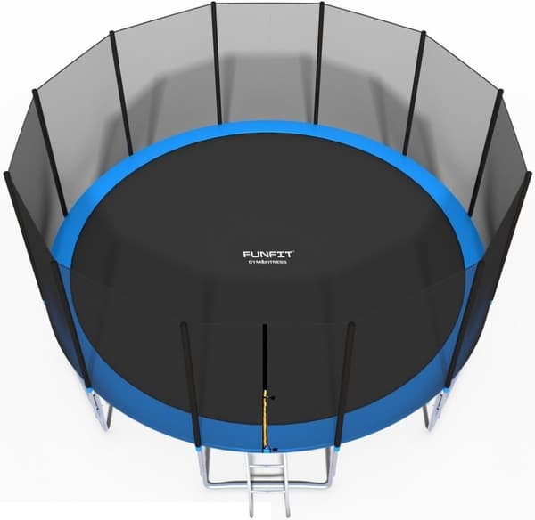 490cm Blå & Sort Familie Trampolin med Sikkerhedsnet & Stige, GS Certificeret