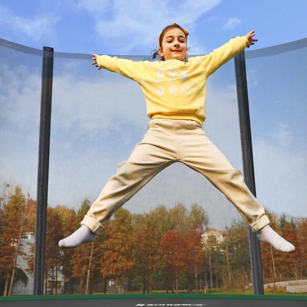 Trampolin - Ø 427 cm - Garden Trampoline - Med net og trapper - Grøn