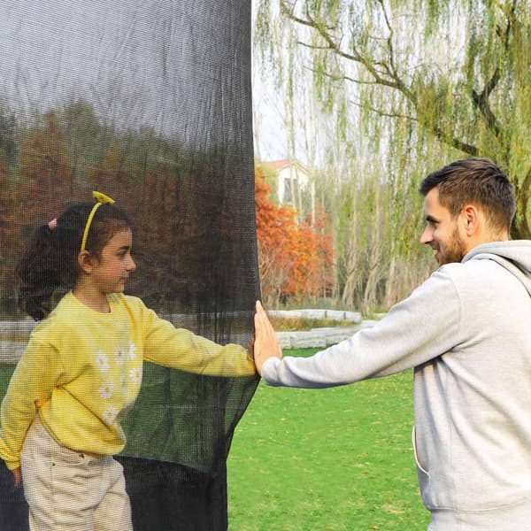 Trampolin - Ø 427 cm - Garden Trampoline - Med net og trapper - Grøn