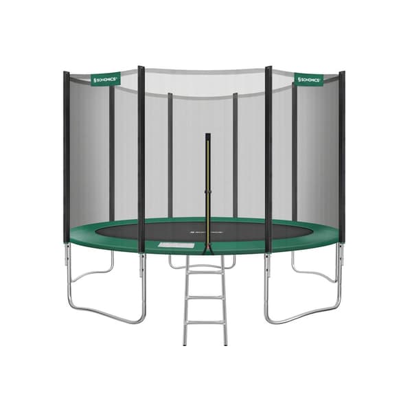 Trampolin - Ø 427 cm - Garden Trampoline - Med net og trapper - Grøn