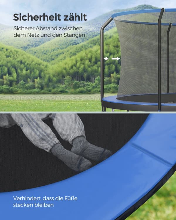 Trampolin - Ø 427 cm - med säkerhetsnät och stege