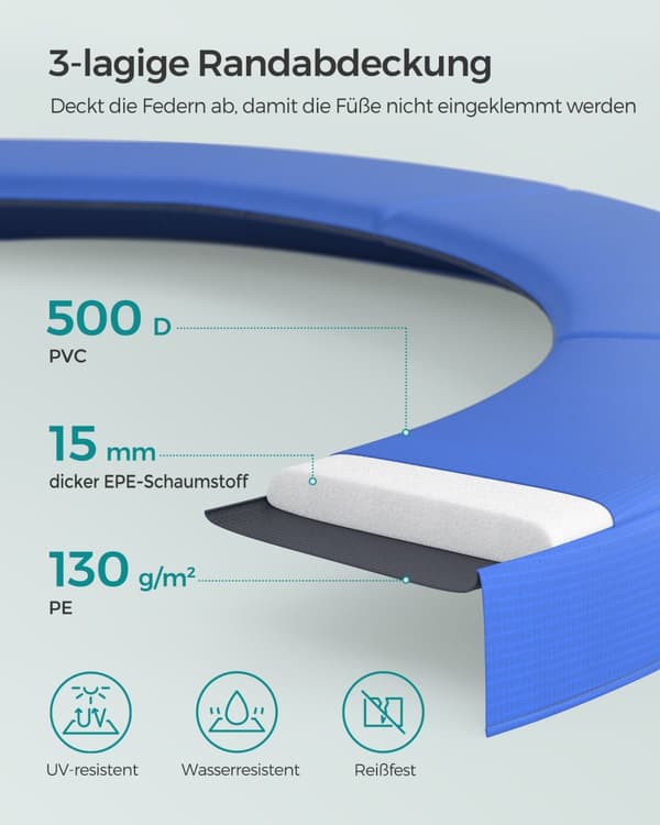 Trampolin - Ø 427 cm - med säkerhetsnät och stege
