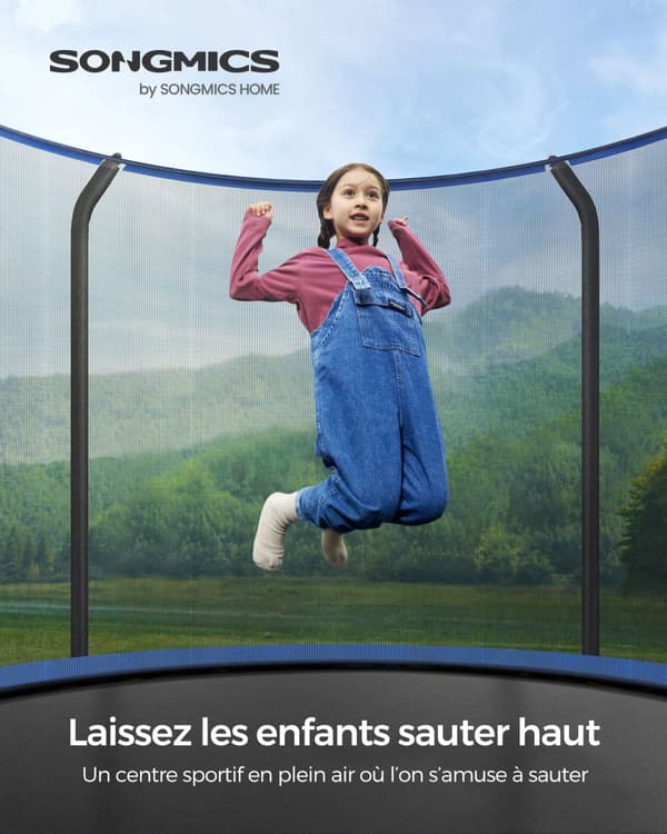 Trampolin - Ø 427 cm - med säkerhetsnät och stege