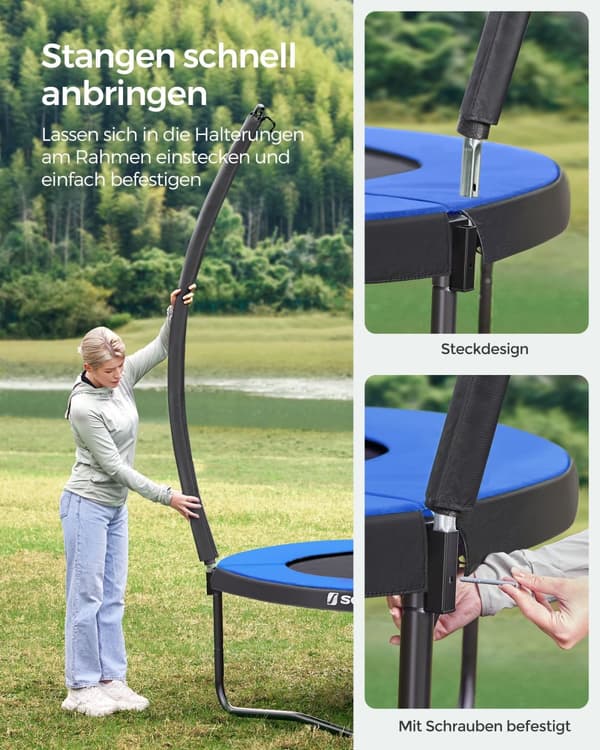 Trampoline Ø 427 cm-med internt netværks-sort-blå