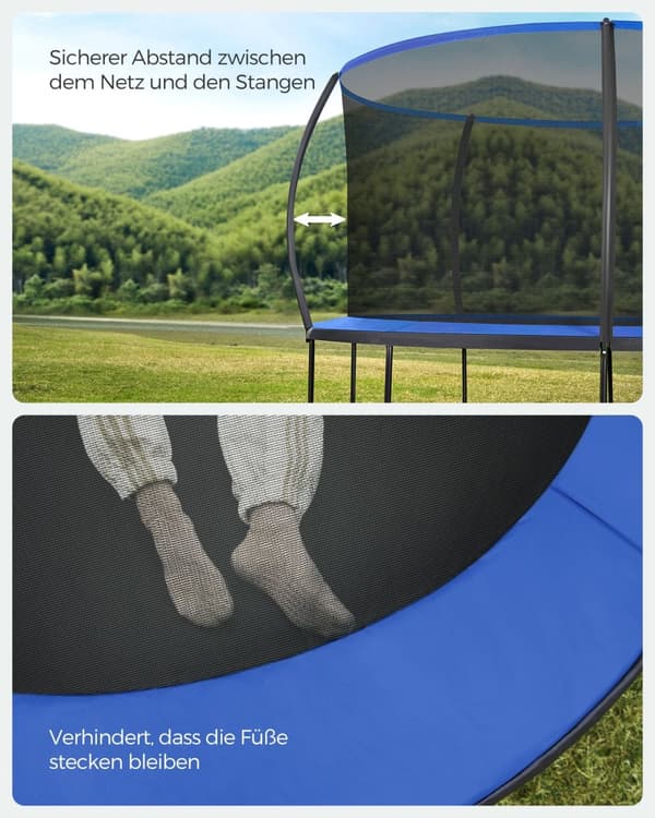 Trampoline Ø 427 cm-med internt netværks-sort-blå