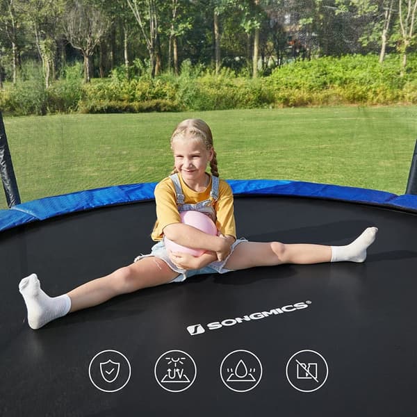 Trampolin - Ø 366 cm - rund trampolin - med sikkerhedsnet og stige - mørkeblå