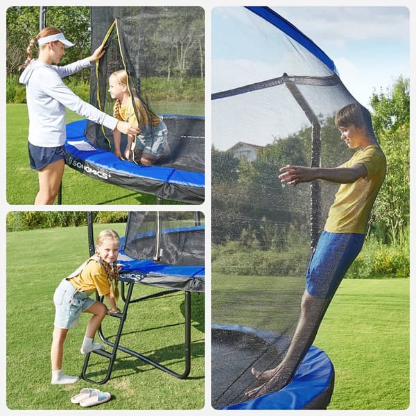 Trampolin - Ø 366 cm - rund trampolin - med sikkerhedsnet og stige - mørkeblå