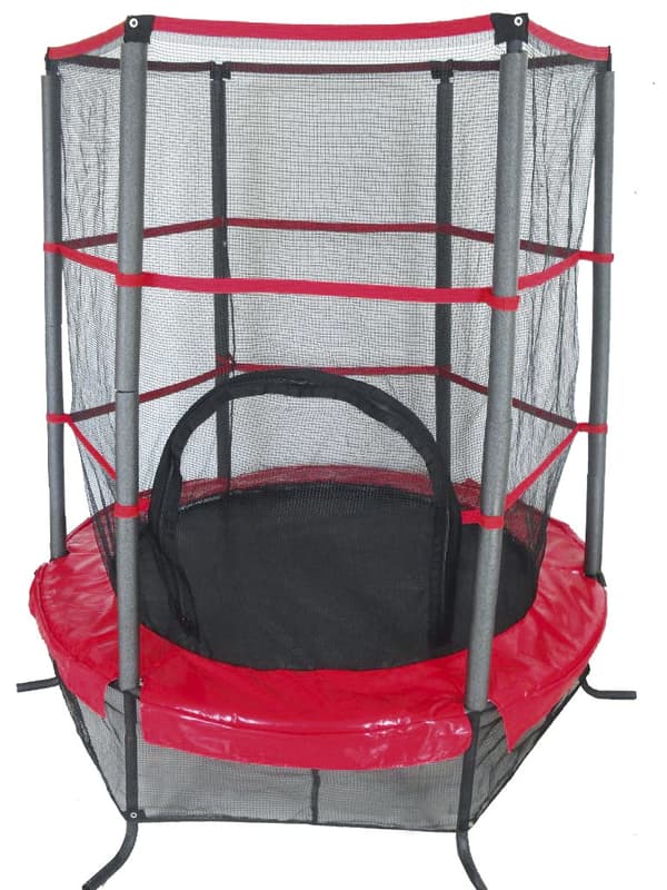 Trampolin med net, sort og rød, diameter 137 cm