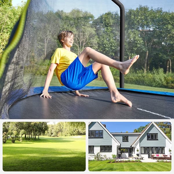 Trampolin - Ø 305 cm - med säkerhetsnät och stege - mörkblå