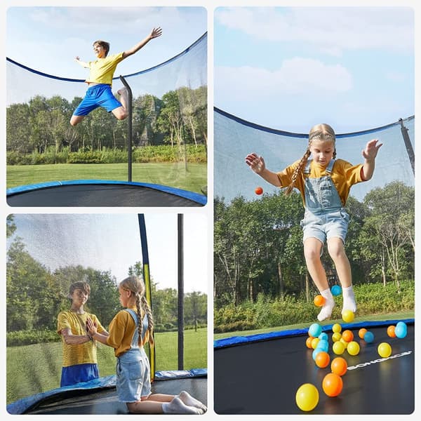 Trampolin - Ø 305 cm - med säkerhetsnät och stege - mörkblå