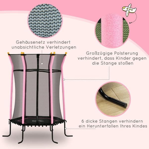 Rootz Children's Trampoline - Barn Bouncer - Jumping Mat - Safety Net - Ø163,5 cm x 190 cm - Stålram - vadderad - max belastning 50 kg
