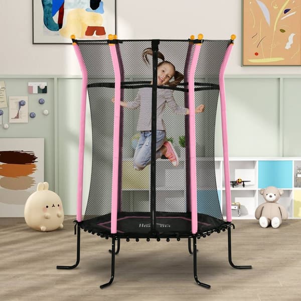 Rootz Children's Trampoline - Barn Bouncer - Jumping Mat - Safety Net - Ø163,5 cm x 190 cm - Stålram - vadderad - max belastning 50 kg