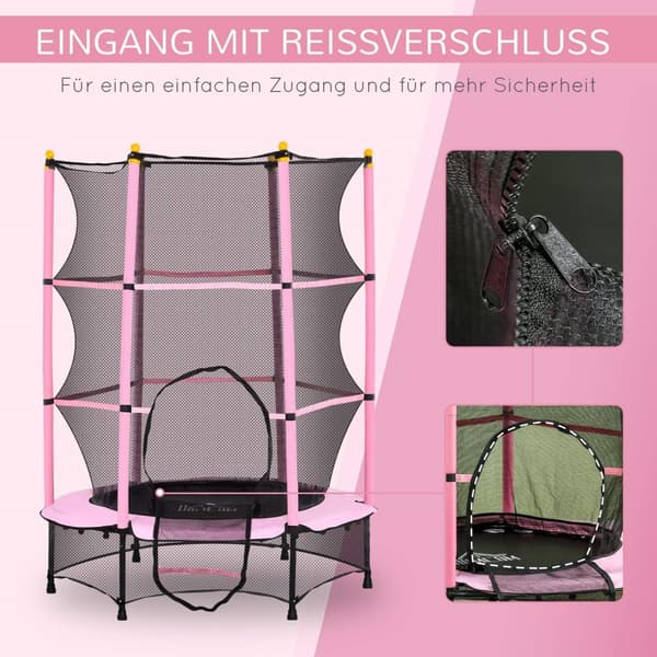 Rootz Children's Trampoline - Barn Bounce Platform - inomhus utomhus trampolin - Säkerhetsnät - 140 cm x 140 cm x 190 cm