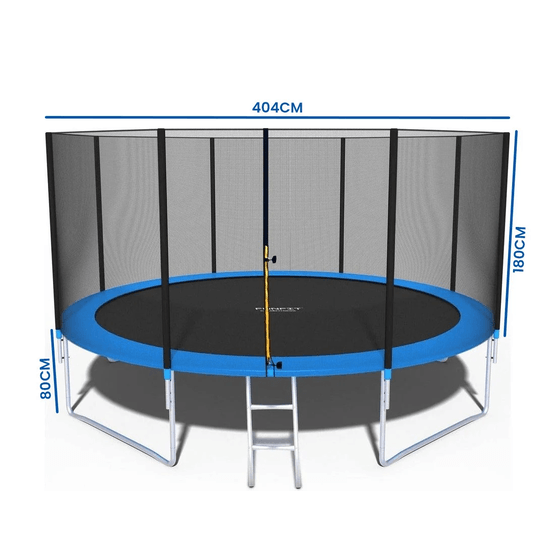 Trampolin - 404 Cm - Med Net & Stige - Op til 150 Kg