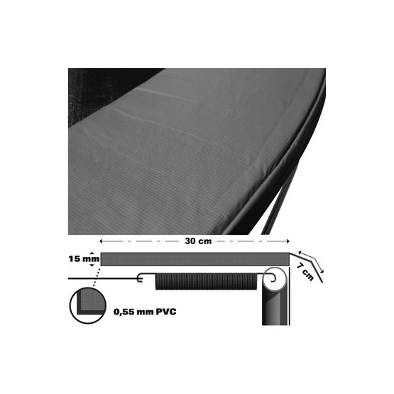 Trampolin - 244 Cm - Blå - Med stige og kantnet - op til 80 kg
