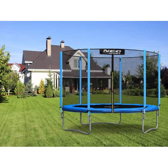 Trampolin - 244 Cm - Blå - Med stige og kantnet - op til 80 kg