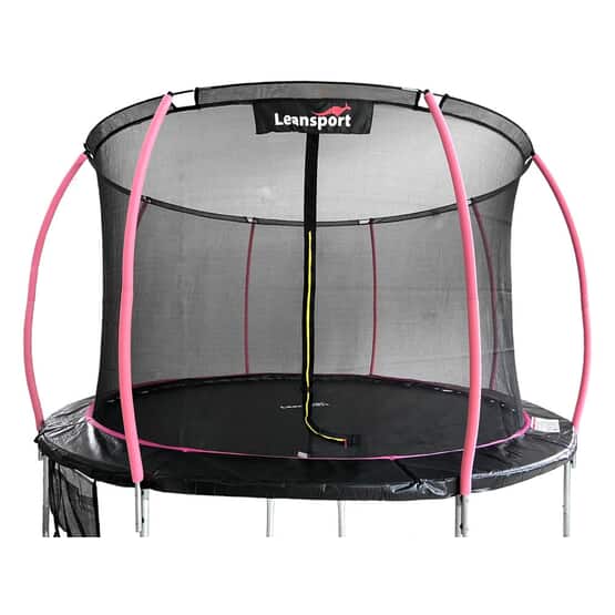 Trampolin - 244 Cm - Pink Sort - Sikkerhedsnet - Op til 100 Kg