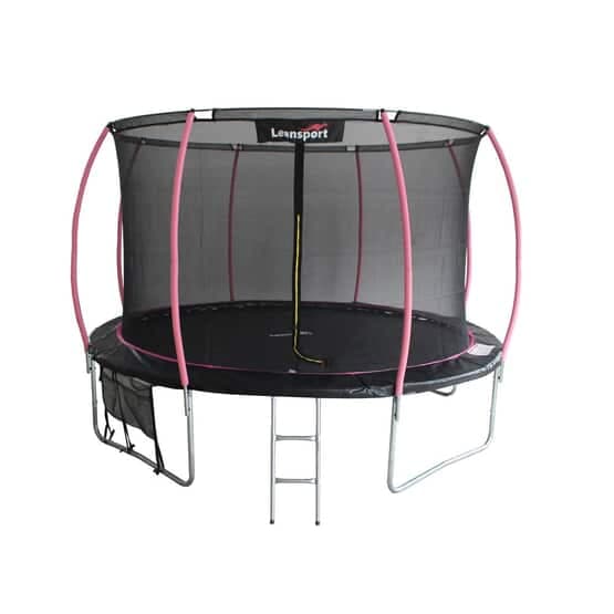 Trampolin - 244 Cm - Pink Sort - Sikkerhedsnet - Op til 100 Kg