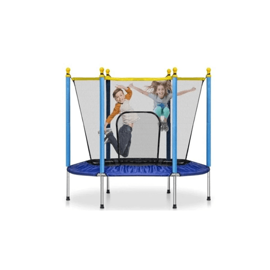 Trampolin Med Net - Ø 140 Cm - Op til 45 Kg - Blå Gul