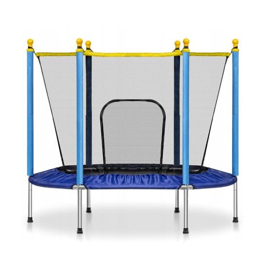 Trampolin Med Net - Ø 140 Cm - Op til 45 Kg - Blå Gul