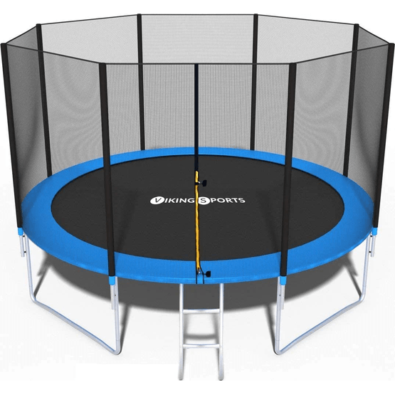 Trampolin - Blå - 374 Cm - Med Net Og Stige - Op til 150 Kg