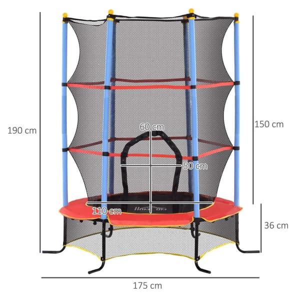 Rootz Children's Trampoline - Barn Bouncer - Spring Jumping - Förbättra samordning - Ø 1,75 x 1,90H m - Svart/rött/blått