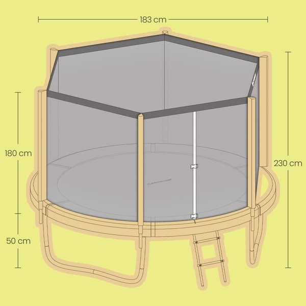 Trampolin 183 cm - Garden Trampoline med sikkerhedsnet, stabil ramme