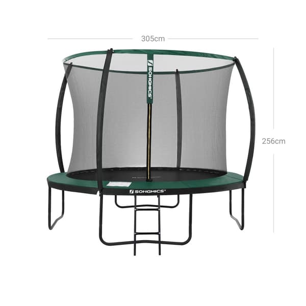 Trampolin - Ø 305 cm - Garden Trampoline med sikkerhedsnet og trapper - Grøn