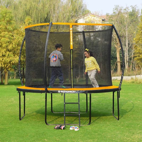 Trampolin - Ø 305 cm - med sikkerhedsnet - sort/orange