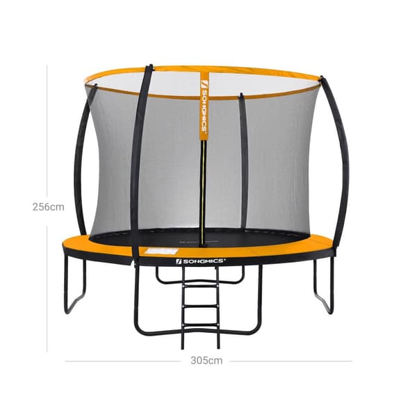 Trampolin - Ø 305 cm - med sikkerhedsnet - sort/orange