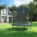 Miniatyrbild 2 av 6: Trampolin - trädgårdstrampolin med säkerhetsnät och trappor - Ø 244 cm - blå