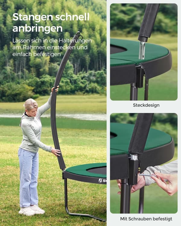 Trampolin, SONGMICS, Ø 305 cm, Sort, Blå