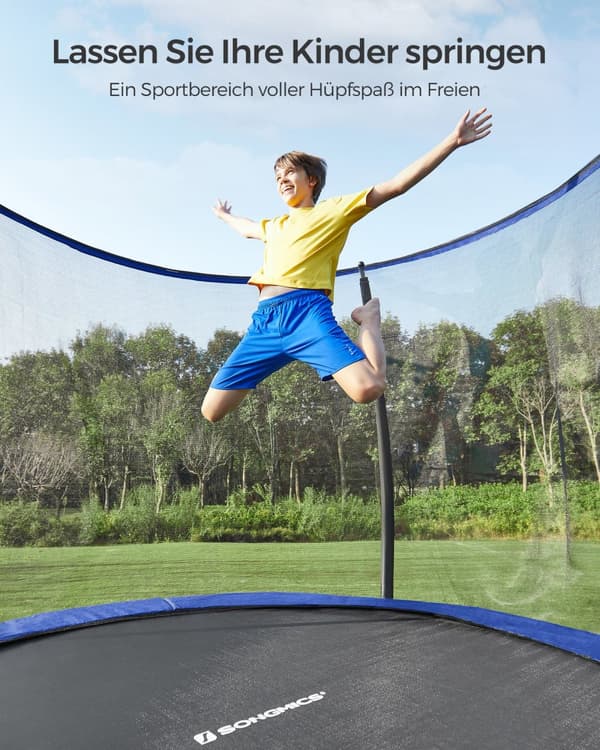 Trampolin, SONGMICS, 305 cm, Sort, Blå