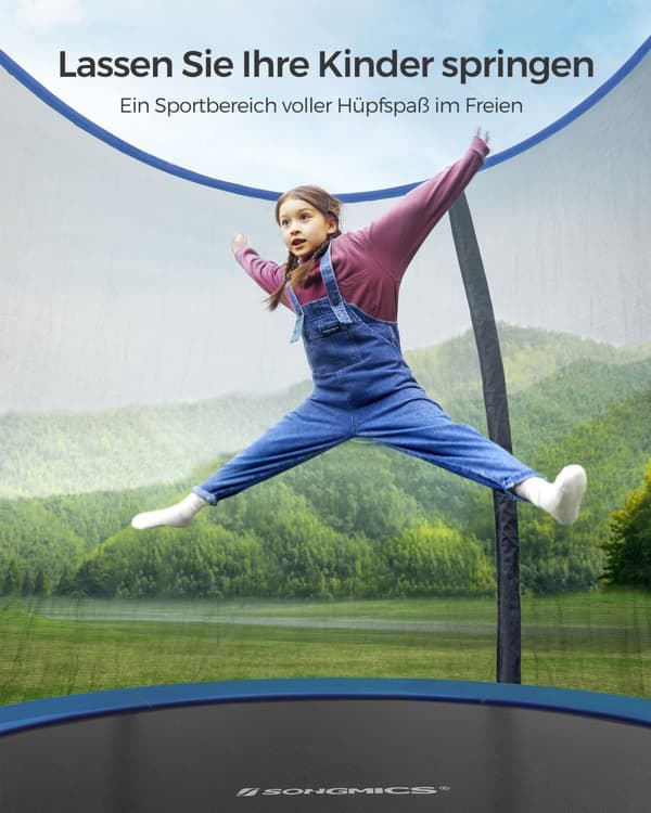 Puutarhatrampoliini, SONGMICS, Ø 244 cm, Musta, Sininen