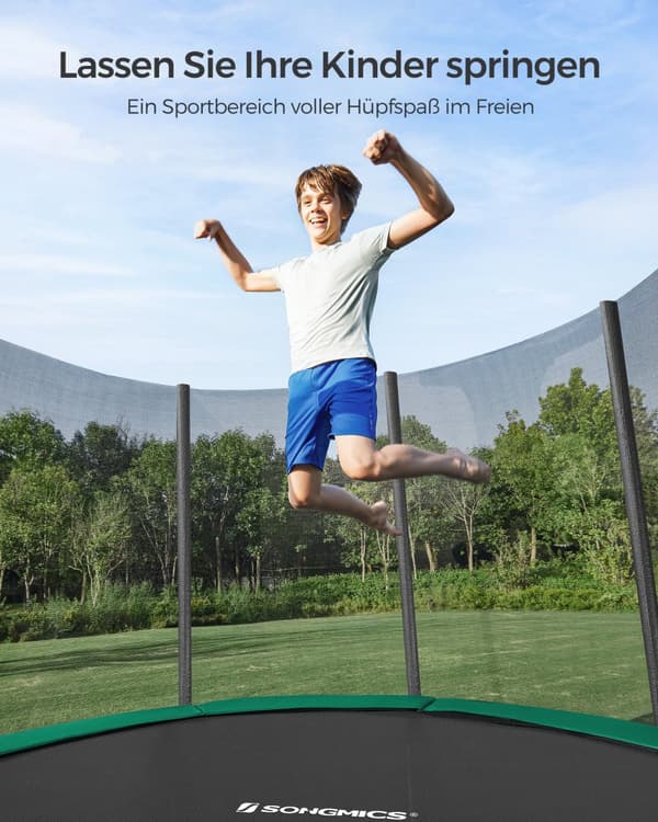 Havetrampolin, SONGMICS, 366x270 cm, Sort, Mørkegrøn
