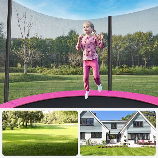 Trädgårdstrampolin, SONGMICS, Ø 244cm, Svart, Blå