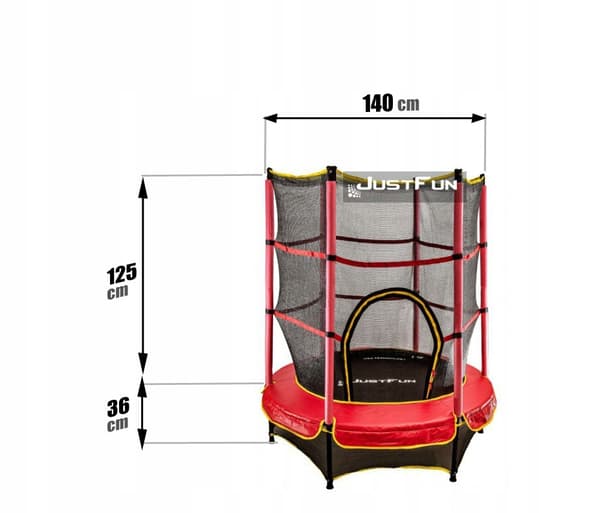 TRAMPOLIN indendørs 140cm JUST FUN rød