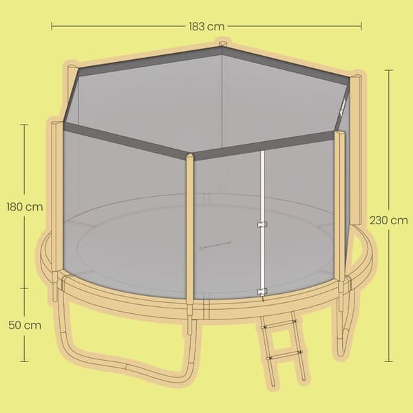 Studsmatta, 183 cm Trampolin för trädgården, 180 cm höga raka stolpar, Stålram, Blå, Rosa