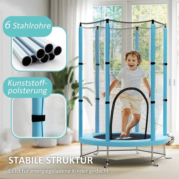 Rootzin lasten trampoliini turvaverkko - Kids Jumping Lelu - Sisätilojen ulkona pomppi - 30 joustavaa köysiä - Ø140cm x 190cm