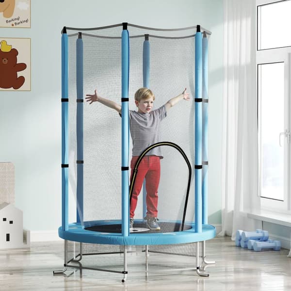 Rootzin lasten trampoliini turvaverkko - Kids Jumping Lelu - Sisätilojen ulkona pomppi - 30 joustavaa köysiä - Ø140cm x 190cm