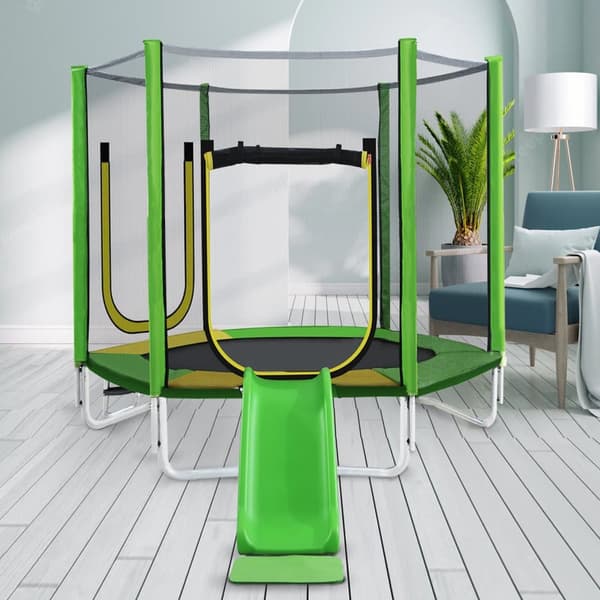 Studsmatta för barn Ø213 cm – Utomhustrampolin med rutschkana, stege, skyddsnät & vadderade stolpar – TÜV-certifierad, max 100 kg