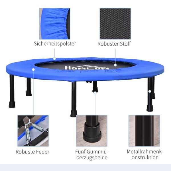 Fitness Trampolin, Ø91x22.5H cm, Sort+Blå