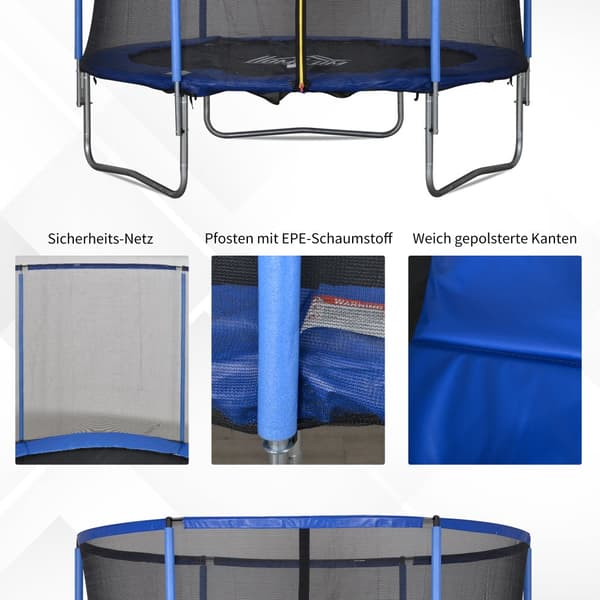 Trampolin, Ø244x240H cm, Blå och Svart
