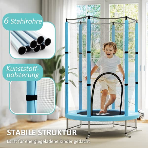 Barns Trampolin, Ø140 cm, Ø140x190H cm, Ljusblå